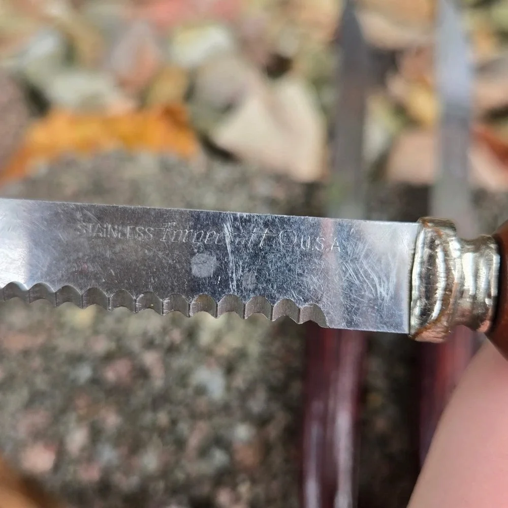 VTG Stainless Forgecraft USA Serrated Steak Knives Set‎ of 5 Faux Antler Handles